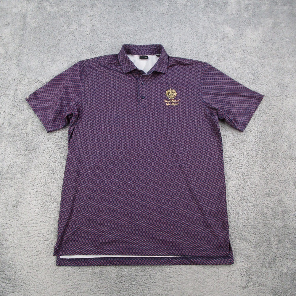 Dunning Trump National Los Angeles Golf Polo Shirt Mens Large Blue Red Geometric